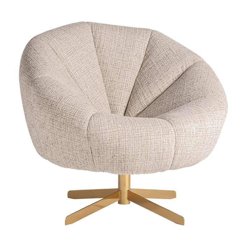 Introduce the luxurious TEGLIO armchair to your living space. With an Art Deco style and elegant off-white color, this piece is crafted with pinewood, durable textile, polyester, and steel. Sink into its refined design and indulge in the ultimate comfort and sophistication