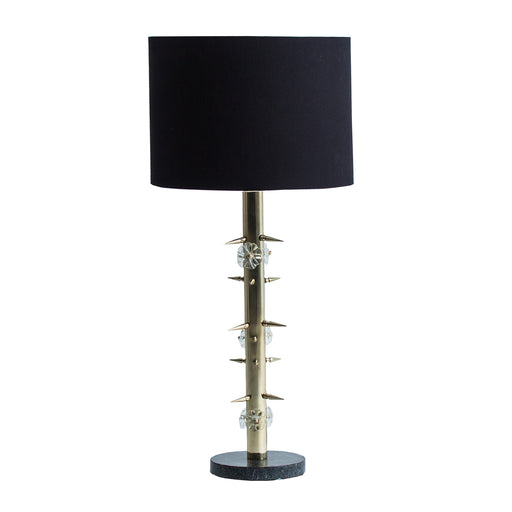 Susan Table Lamp in a striking combination of black and gold, featuring an Art Deco style that adds a touch of glamour to any space. This exquisite lamp is expertly crafted with a base made of luxurious marble and steel, ensuring both durability and elegance