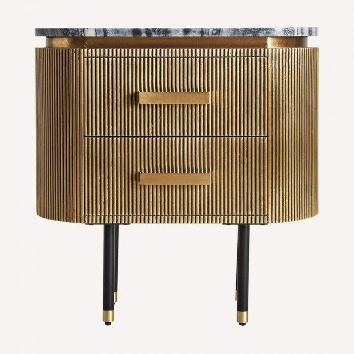 Indulge in the allure of the Valbruna Bedside Table, a stunning piece that exudes luxury and sophistication. With its captivating oro color and exquisite Art Deco style, this bedside table is a true statement of elegance