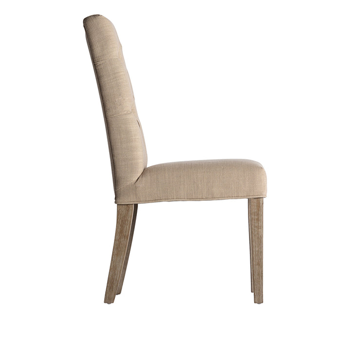 The Isere chair, in a warm ochre shade, epitomizes the pastoral allure of Provenzal design. Thoughtfully constructed from MDF and rubber wood, it's upholstered with soft cotton, blending comfort with rustic charm