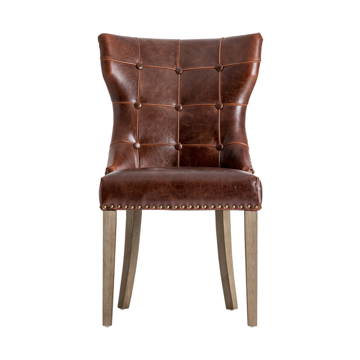 Indulge in timeless charm and vintage allure with the Tours Chair in rich brown color. This exquisite chair boasts a sturdy pine wood frame for durability and longevity