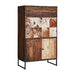 The Texas Bar Cabinet is a stunning eye-catcher that seamlessly blends recycled mango wood, wrought iron, and cowhide leather to create a unique piece of wooden furniture