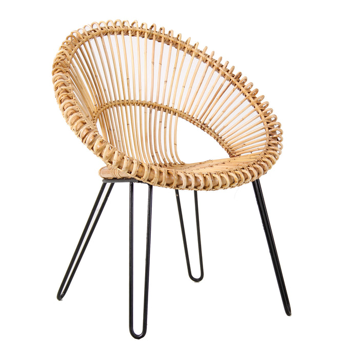 Alfta rattan, round shaped armchair natural color