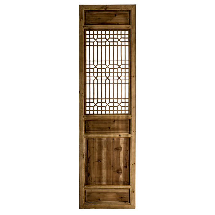 As you approach the Door LINDI, you are struck by its natural beauty. The warm tones of the elm wood create a sense of tranquility and harmony with the surrounding environment. The Oriental style of the door is evident in the intricate design of the woodwork, featuring delicate details and graceful curves