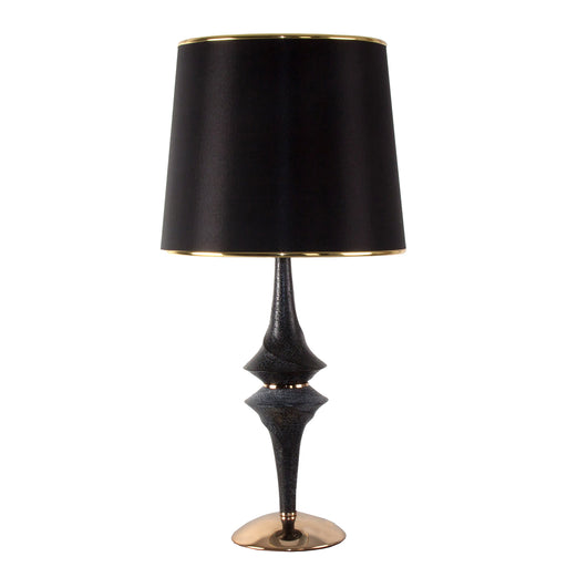 Illuminate your space with the sleek and sophisticated Cosmos Table Lamp. With its art deco-inspired design and striking black color, this lamp adds a touch of elegance to any room. Made of high-quality materials, including iron, polyester, and resin, it combines durability with style