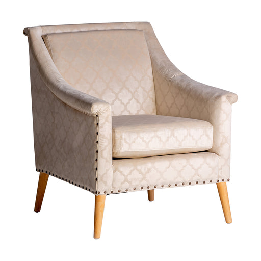 Beige armchair BUK, poltered, printed design