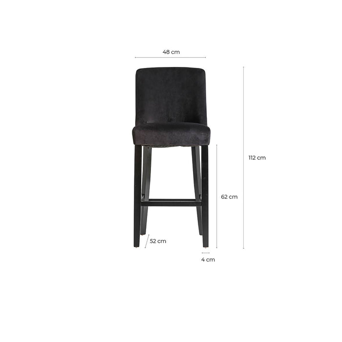 Echoing modern sophistication, the Aspach Stool presents itself in a sleek black finish, embodying the essence of contemporary design. Crafted from resilient rubber wood, its form is accented with plush velvet and supported by a stable MDF base