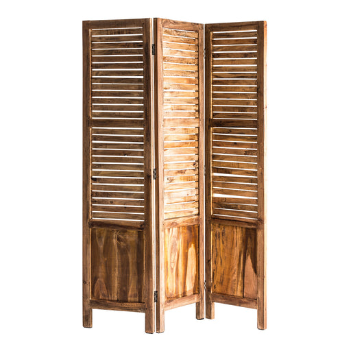 The Dellach Room Divider is a stunning colonial-style addition to any space, crafted from high-quality mahogany wood with intricate details and warm hues