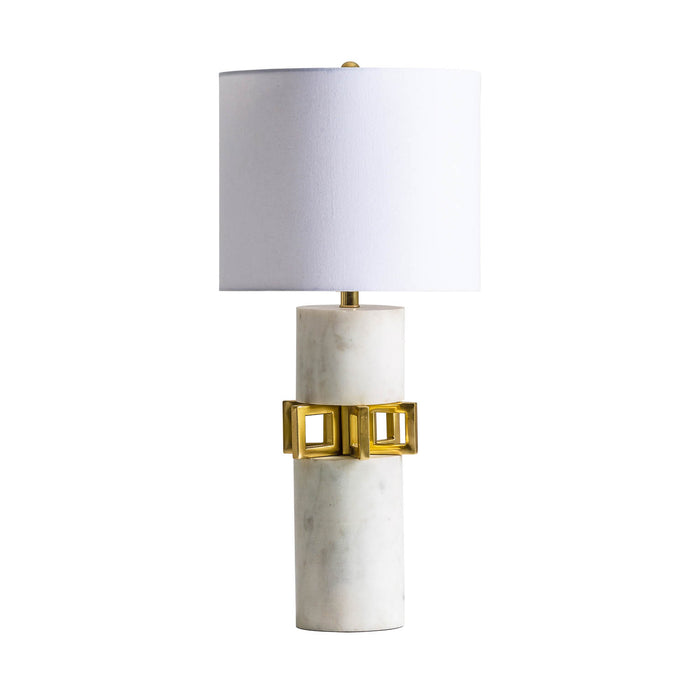 Indulge in the exquisite allure of the Amsonia Table Lamp. With its white & gold color scheme and Art Deco style, this lamp brings a touch of glamour to any space