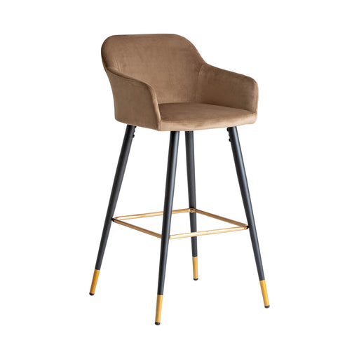 In the realm of interior elegance, the Carpi Stool stands out with its mink-hued facade, channeling the eclectic essence of Kitsh design. Enveloped in sumptuous velvet, it's anchored by the foundational heft of MDF and iron