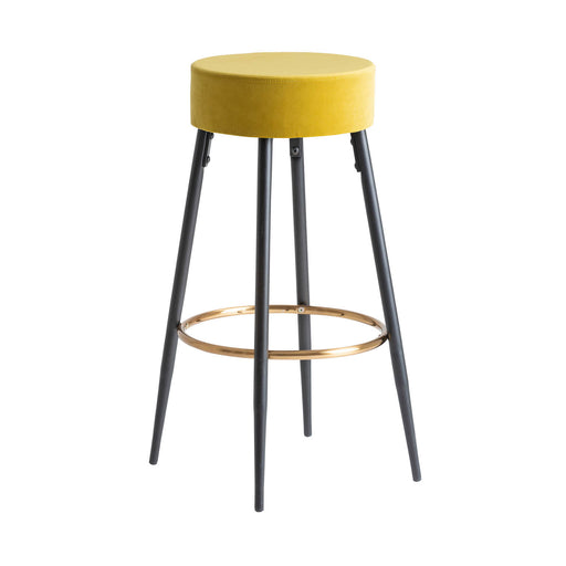 The Carpi Stool, in contrasting mustard and black hues, takes a playful nod to the quirky Kitsh aesthetic. It's artfully upholstered in rich velvet, set atop a robust foundation of MDF and iron. Beyond its style, it's thoughtfully constructed to be easily disassembled, adding to its practical appeal
