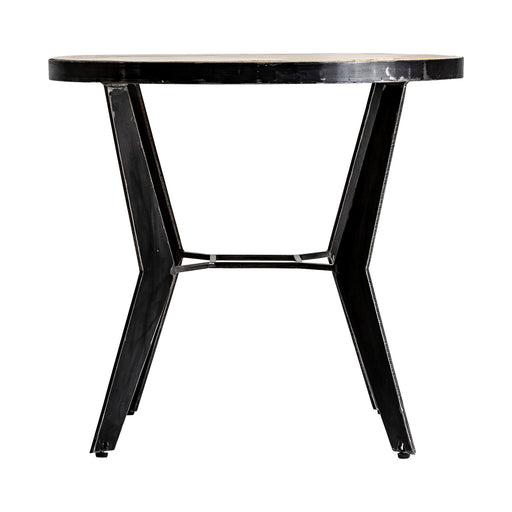 Stylish Bar Table Antrim with its striking Industrial Style design, in black and natural color, iron combined with mango wood