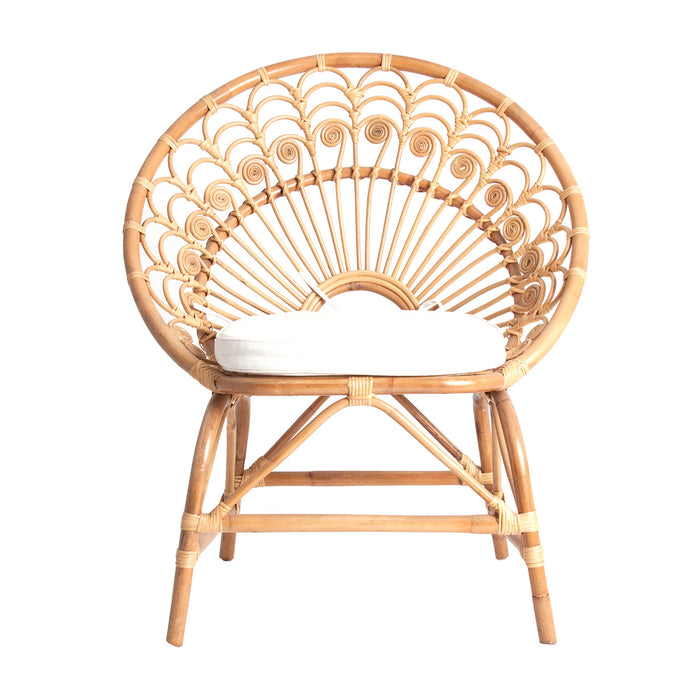 Natural color rattan armchair in an elegant and luxurious style