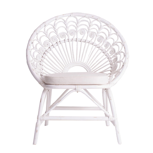 White round shaped rattan armchair in exclusive quality, interior and exterior