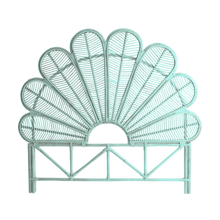 Elevate your bedroom with our luxurious HEADBOARD ALGAIDA. This contemporary piece, crafted from rattan with a chic turquoise finish, adds a touch of sophistication to any space