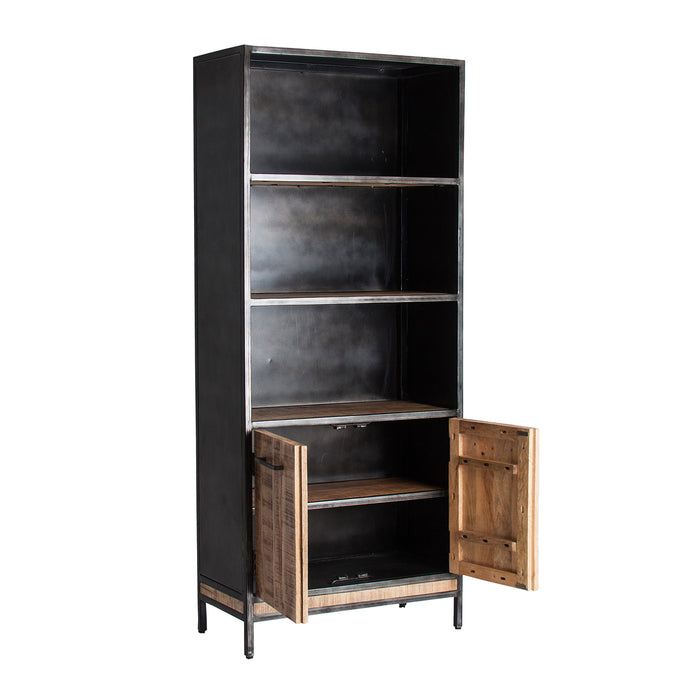 Introducing the Gaffney Bookcase, a stunning industrial-style furniture piece that combines functionality with rustic charm. Crafted from high-quality mango wood and iron, this bookcase boasts a warm honey-colored finish that adds warmth and character to any space