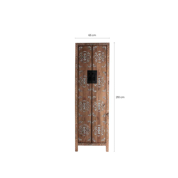 Macao Wardrobe, a charming addition to your space with its natural Provenzal style and warm, inviting color. This exquisite wardrobe is skillfully crafted from recycled pine wood, showcasing its eco-friendly and sustainable nature