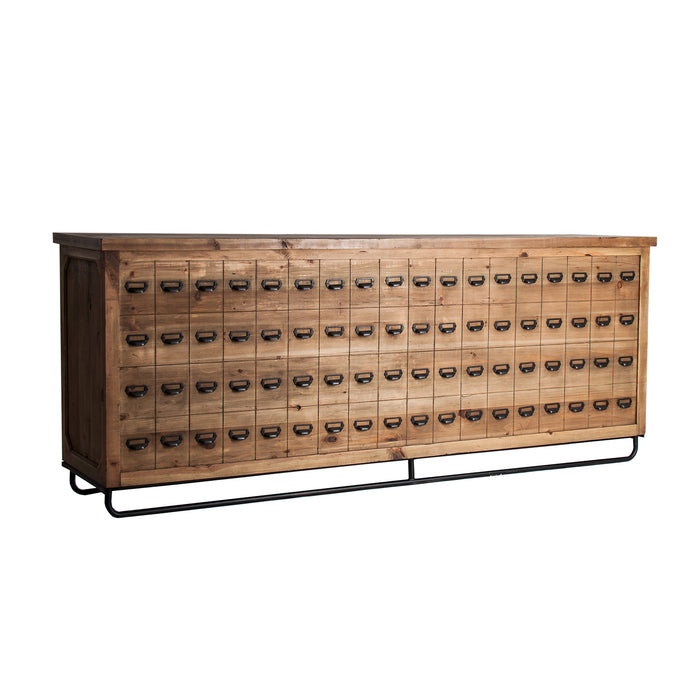 The BAR COUNTER JOUTEL is a rectangular bar counter crafted from high quality pine wood. Its industrial design offers a unique, stylish feel