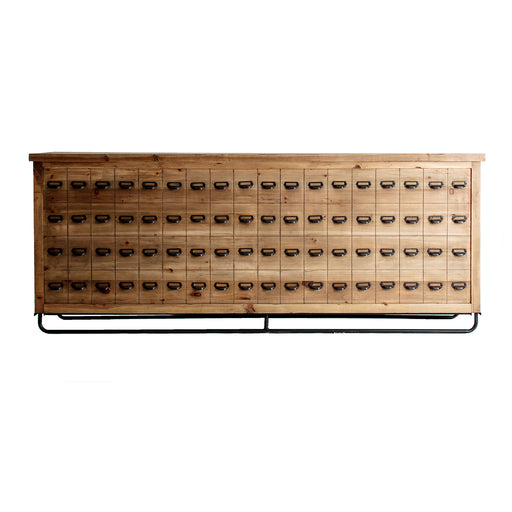 The BAR COUNTER JOUTEL is a rectangular bar counter crafted from high quality pine wood. Its industrial design offers a unique, stylish feel