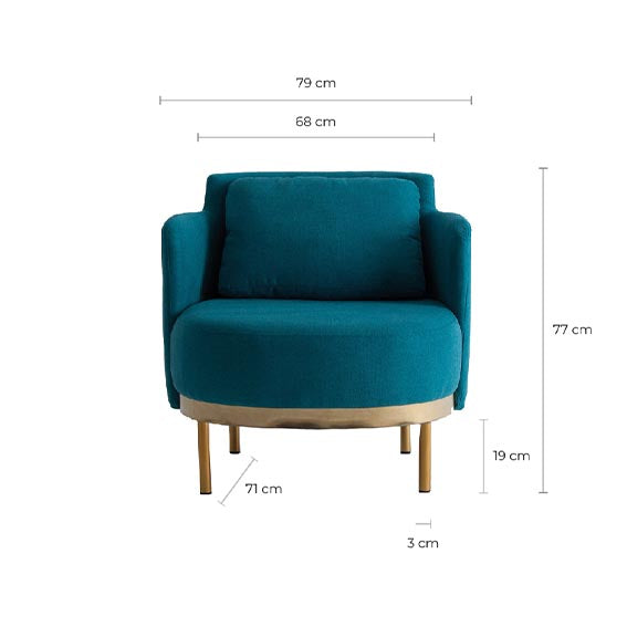 Experience retro-inspired comfort and style with the Dimaro Armchair. Its vibrant blue color adds a playful touch to any room, while the unique kitsh style captures the essence of vintage aesthetics