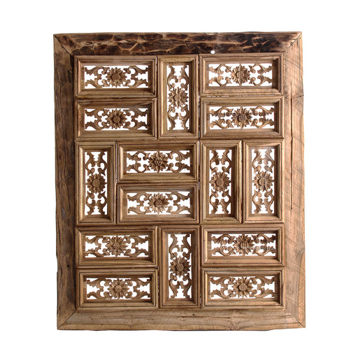 Elevate your home decor with the unique and handmade Wall Art ABAY. Crafted from high-quality tropical wood in a natural distressed color, this piece showcases the beautiful and intricate texture of the wood, making each piece truly one-of-a-kind