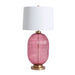 The Table Lamp Campanula is a kitsch-style lighting fixture that comes in a vibrant pink color. It is crafted with a combination of glass, iron, and linen materials