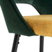 The Ghedi Stool elegantly blends Art Deco style with a striking color palette of Green, Mustard, Black, and Gold. Crafted with luxurious Velvet upholstery, it exudes both comfort and sophist