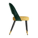 CHAIR GHEDI is a designer chair with a sophisticated look. Its stylish combination of green velvet and mustard fabrics is sure to bring an elegant touch to any room