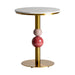 Bar Table Round Wislica, a stunning piece that exudes Art Deco elegance. Its sleek design features a white and gold color scheme, perfect for adding a touch of glamour to any space. Crafted from high-quality marble, steel, and rubber wood