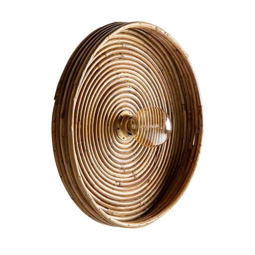 Enhance your living space with a touch of vibrant hues, thanks to this expertly crafted Art Deco wall lamp. Made from premium rattan and iron, it boasts a stunning golden colored finish that exudes elegance and luxury