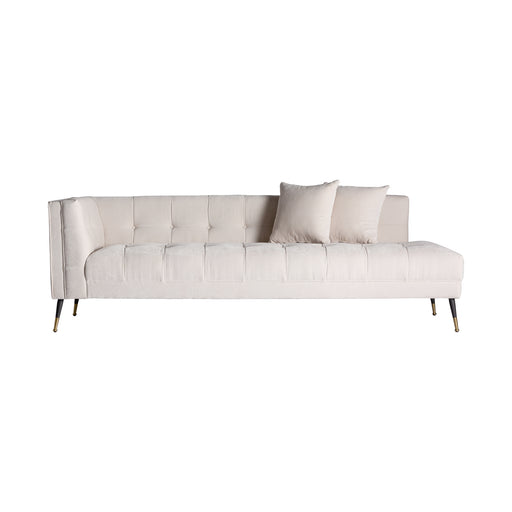 Lecce sofa is a cream upholstered piece with a pinewood frame, a very special indoor item. It is a piece that gives a nod in the direction of Art Deco, a concept that came to the fore in the 1920s and is characterised by majesty, minimalism and movement. The sofa in this collection manages to bring these 3 concepts together and capture them at a stroke.