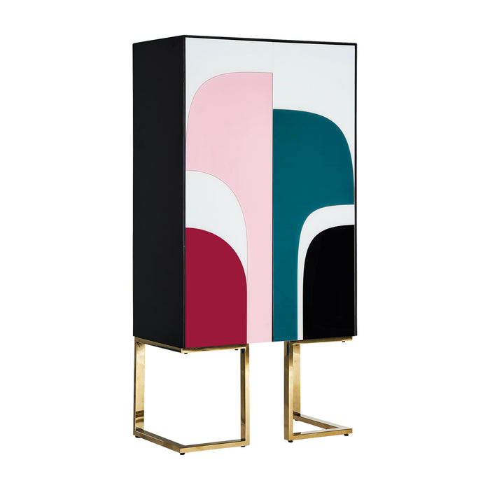 Annie Wardrobe, a mesmerizing blend of colors and Art Deco style. With its multicolor finish, it effortlessly adds vibrancy and character to any space. Crafted with utmost care, this wardrobe features a harmonious combination of crystal, iron, and MDF materials