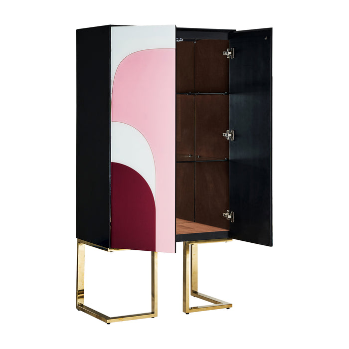 Annie Wardrobe, a mesmerizing blend of colors and Art Deco style. With its multicolor finish, it effortlessly adds vibrancy and character to any space. Crafted with utmost care, this wardrobe features a harmonious combination of crystal, iron, and MDF materials