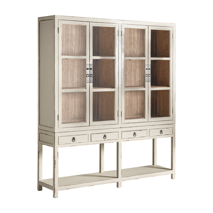 GLASS CABINET PIVKA. Its glass construction in a Provenzal style, with a cream color, makes it the perfect choice for a modern decor