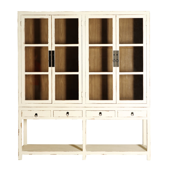 GLASS CABINET PIVKA. Its glass construction in a Provenzal style, with a cream color, makes it the perfect choice for a modern decor