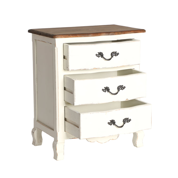 With its elegant Provenzal style, the Bedside Table PIVKA will bring a touch of sophistication to any room. The off-white distressed color complements the natural beauty of the elm wood, creating a timeless piece that will stand the test of time