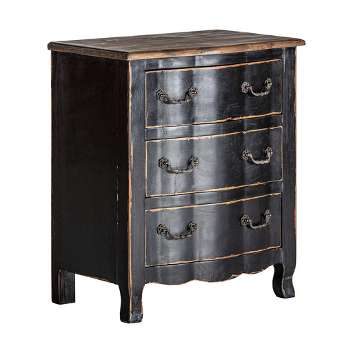 Zenica Bedside Table, a captivating addition to your bedroom in the Provenzal style. With its striking combination of black and natural colors, this table brings a touch of elegance and charm to any space