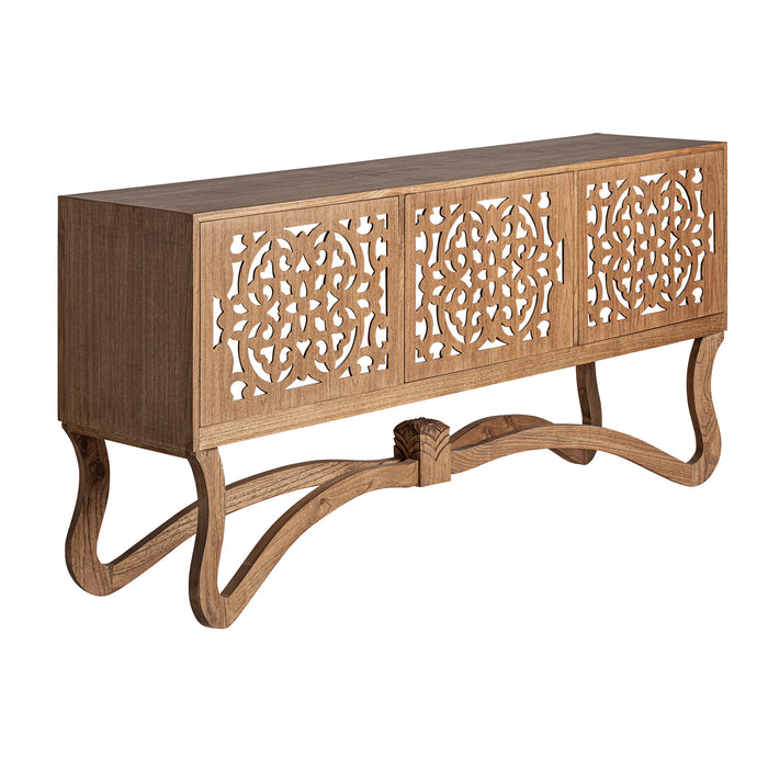 Introduce an exquisite touch of Oriental style to your living space with the Bassens Console Table. Crafted with meticulous attention to detail, this console table features a natural color that showcases the beauty of mindi wood