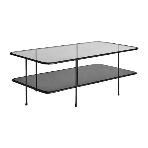 EPFIG black iron coffee table exudes industrial style and sophistication. The unique combination of iron and glass creates a sleek and modern aesthetic, perfect for elevating your living space to the next level. 