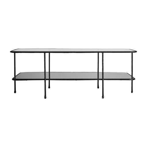 EPFIG black iron coffee table exudes industrial style and sophistication. The unique combination of iron and glass creates a sleek and modern aesthetic, perfect for elevating your living space to the next level. 