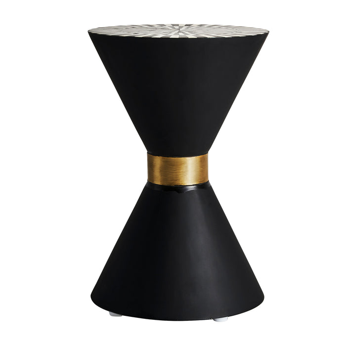 Add a touch of Art Deco elegance to your space with the Rust Side Table in a striking black & white color combination. This stylish table is crafted with a combination of MDF and bone materials, showcasing a unique and eye-catching design