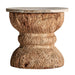 The Assorted Besakoa Side Table showcases a captivating Ethnic Style in a Natural Distressed color. Crafted from high-quality Teak Wood, it features a unique combination with Mango Wood, making each piece truly one-of-a-kind