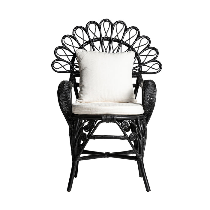 Exquisite armchair in black rattan combined with high quality luxurious cotton provides an ultimate comfort and relaxation  