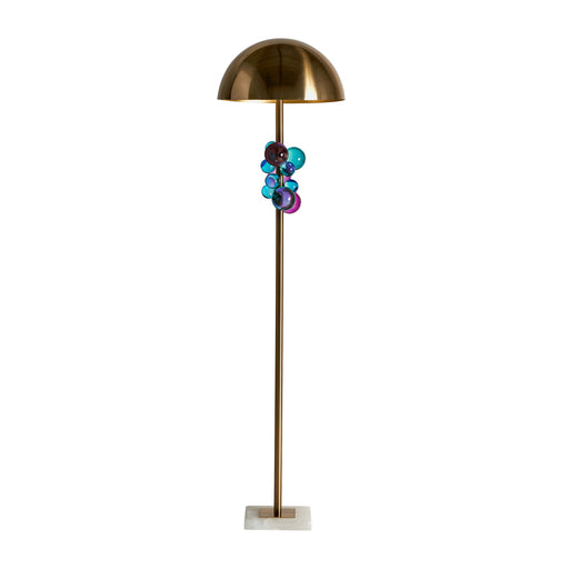 Introduce a touch of decadence to your living space with our Floor Lamp Inch. Crafted in an art deco style, this lamp features a striking combination of elegant gold iron and vibrant multicoloured crystals