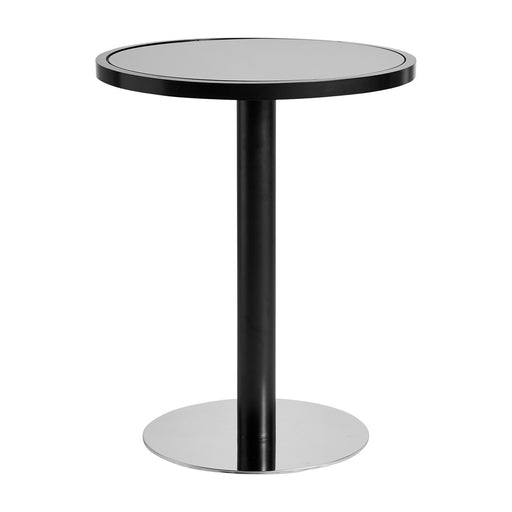 The Divion Bar Table, with its sleek black and shimmering silver palette, embodies the cutting-edge aesthetics of contemporary design. Boasting a pristine glass surface, the table is elegantly supported by durable aluminum accents