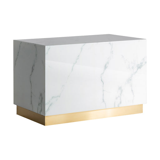 The Neva desk is a stunning addition to any workspace. With its Art Deco style, this desk features a beautiful combination of white and gold colors, adding a touch of elegance to any room