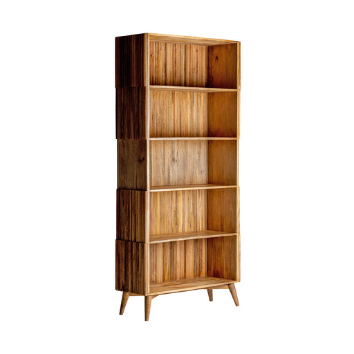 Introducing the Plissé Wood Bookcase, a captivating addition to your space with its natural color and Art Deco style. Crafted with precision from mango wood, this bookcase showcases the beauty of natural wood grains and brings a touch of warmth to any room