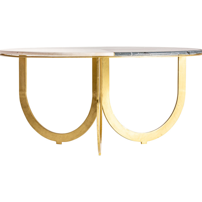 The Bourth Coffee Table, featuring a lavish Art Deco design and constructed from iron and marble, exudes luxury with its opulent Green & Gold color combination