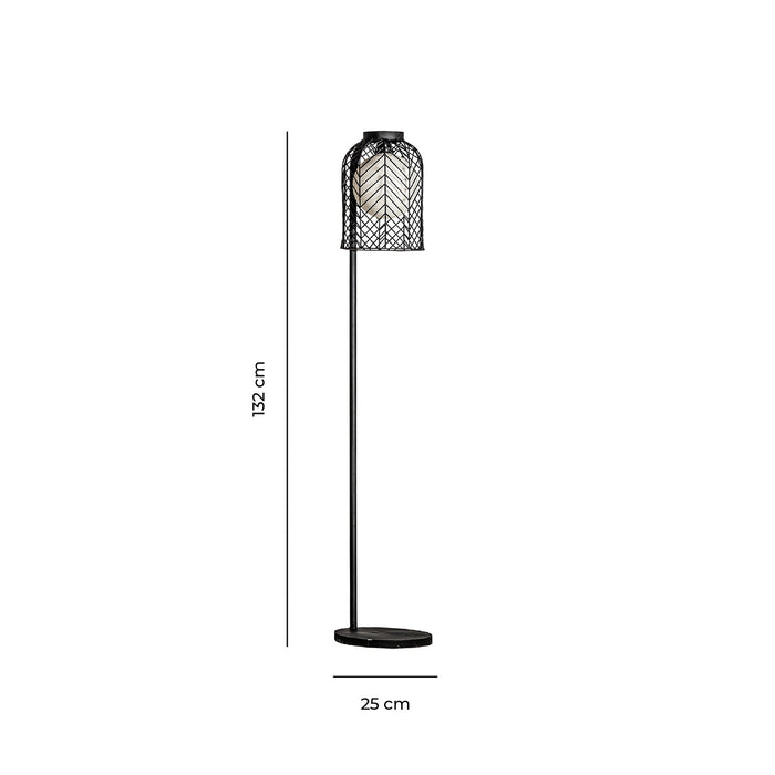 Plissé Metal Floor Lamp, radiating an Art Deco charm. Its striking black color effortlessly harmonizes with the sturdy concrete and iron construction, showcasing a captivating blend of materials