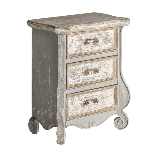 Introduce a touch of Provenzal charm to your bedroom with the YTRAC Bedside Table. Crafted from high-quality firwood, this elegant piece showcases a beautiful Grey & Cream Distressed color that exudes rustic elegance